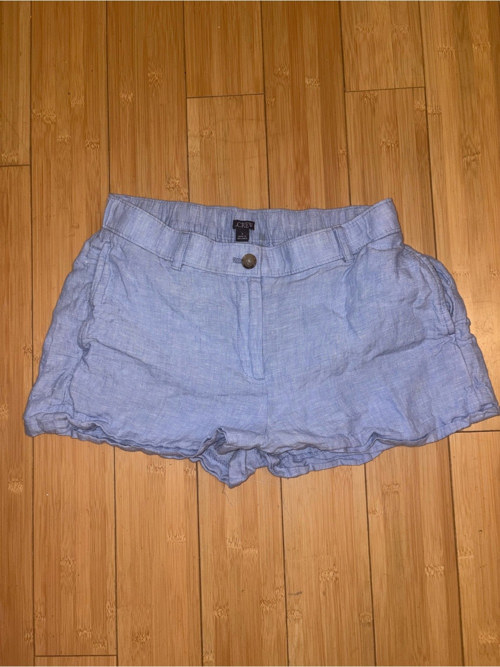J. Crew Pale Blue High-Waist Linen Shorts, Pristine